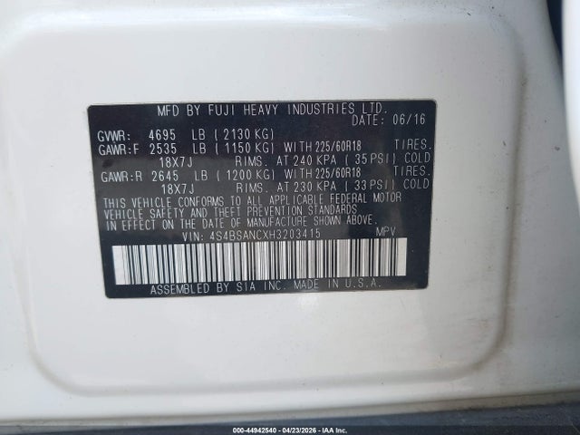 4S4BSANCXH3203415 Subaru Outback 2.5i Limited