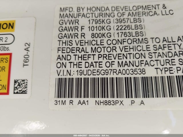 44942557 :رقم المزاد ، 19UDE5G97RA003538 vin ، 2024 Acura Integra Type S مزاد بيع