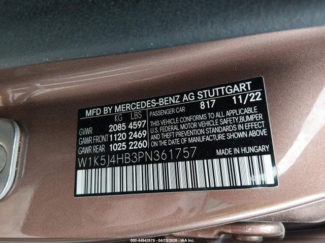 Aukcja sprzedaży 2023 Mercedes-benz Cla 250 Coupe 4matic, vin: W1K5J4HB3PN361757, numer aukcji: 44942575