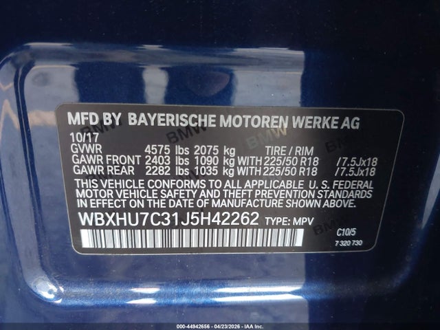 WBXHU7C31J5H42262 BMW X1 Sdrive28i