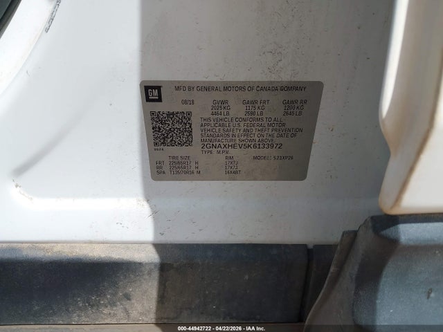 Aukcja sprzedaży 2019 Chevrolet Equinox Ls, vin: 2GNAXHEV5K6133972, numer aukcji: 44942722
