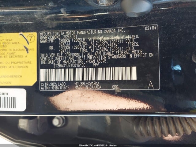 Продаж на аукціоні авто 2004 Lexus Rx 330, vin: 2T2HA31U24C016100, номер лоту: 44942743