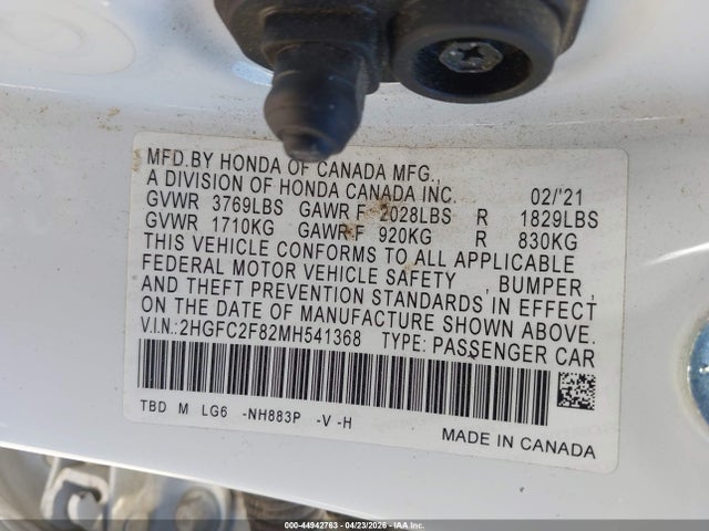 Honda Civic Sport 2021 2HGFC2F82MH541368 Image 9
