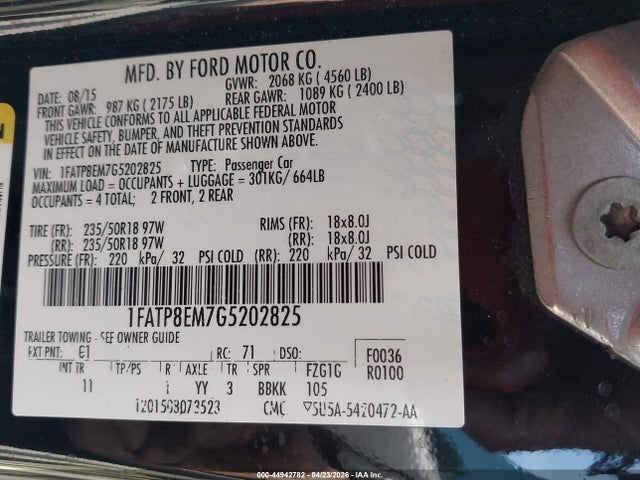 Ford Mustang V6 2016 1FATP8EM7G5202825 Image 9