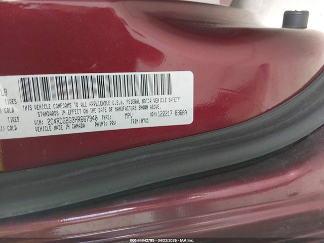 Продажа на аукционе авто 2017 Dodge Grand Caravan Se, vin: 2C4RDGBG3HR667340, номер лота: 44942789