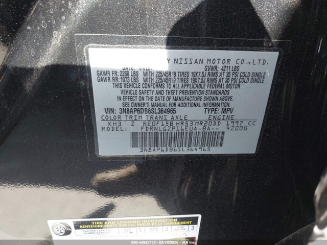 3N8AP6DB6SL364965 Nissan Kicks Sr Intelligent Awd