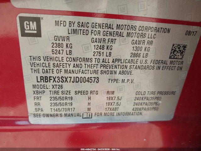 LRBFX3SX7JD004573 Buick Envision Premium I