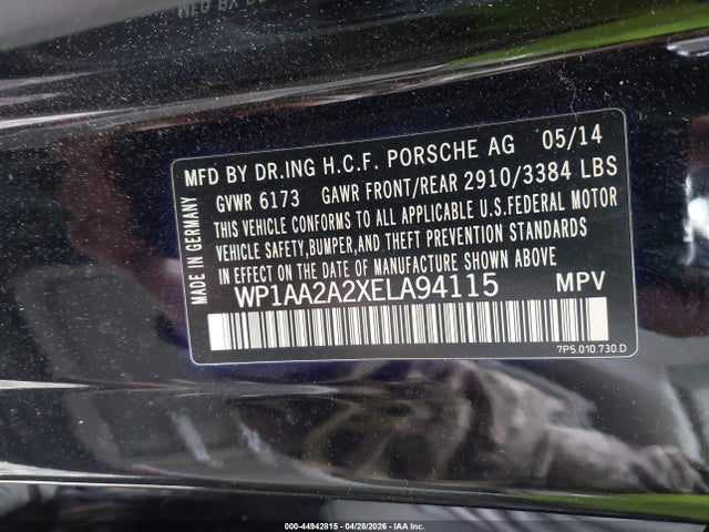 Продаж на аукціоні авто 2014 Porsche Cayenne Platinum Edition, vin: WP1AA2A2XELA94115, номер лоту: 44942815