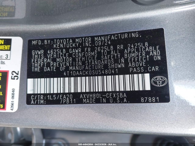 Продаж на аукціоні авто 2025 Toyota Camry Se, vin: 4T1DAACK0SU548041, номер лоту: 44942854