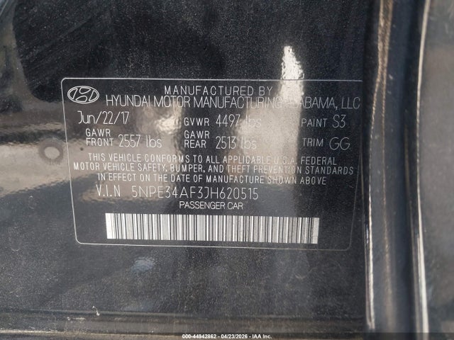 Aukcja sprzedaży 2018 Hyundai Sonata Sel, vin: 5NPE34AF3JH620515, numer aukcji: 44942862