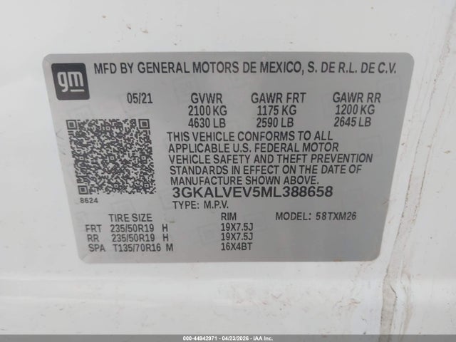 3GKALVEV5ML388658 GMC Terrain Awd Slt