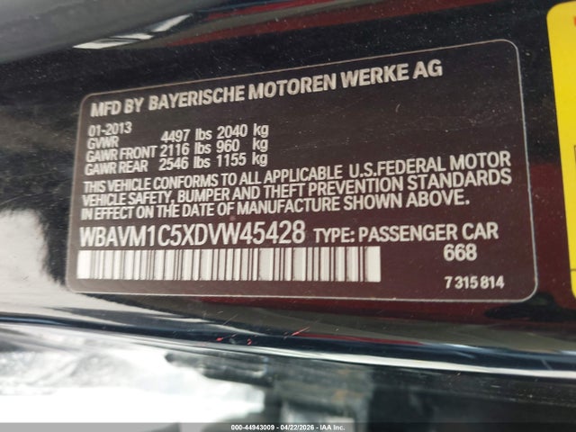 Продаж на аукціоні авто 2013 Bmw X1 Sdrive28i, vin: WBAVM1C5XDVW45428, номер лоту: 44943009