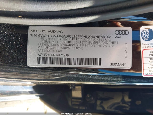 Продажа на аукционе авто 2016 Audi S6 4.0t Premium Plus, vin: WAUF2AFC4GN171999, номер лота: 44943058