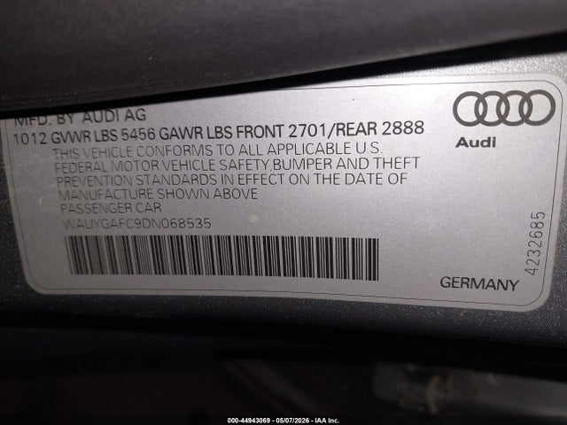 Aukcja sprzedaży 2013 Audi A7 3.0t Premium, vin: WAUYGAFC9DN068535, numer aukcji: 44943069