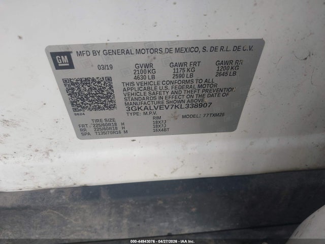 44943076 :رقم المزاد ، 3GKALVEV7KL338907 vin ، 2019 Gmc Terrain Slt مزاد بيع