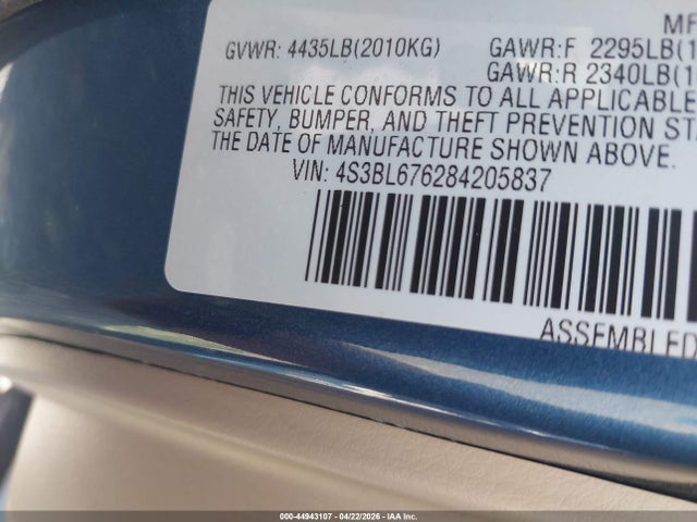 Aukcja sprzedaży 2008 Subaru Legacy 2.5gt Limited, vin: 4S3BL676284205837, numer aukcji: 44943107