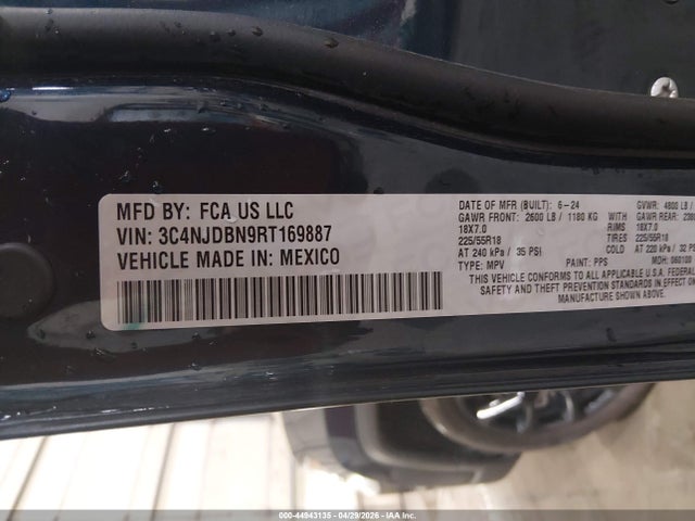 Aukcja sprzedaży 2024 Jeep Compass Latitude 4x4, vin: 3C4NJDBN9RT169887, numer aukcji: 44943135