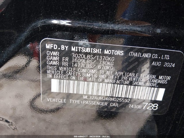 ML32AUHJ4RH025592 Mitsubishi Mirage Es/le