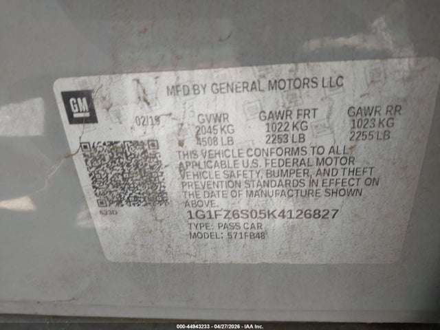 1G1FZ6S05K4126827 Chevrolet Bolt Ev Premier