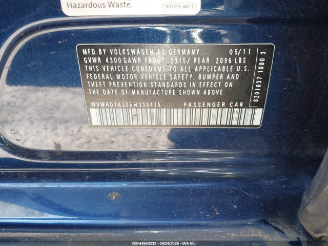 Aukcja sprzedaży 2011 Volkswagen Gti 4-door, vin: WVWHD7AJ2BW339415, numer aukcji: 44943232