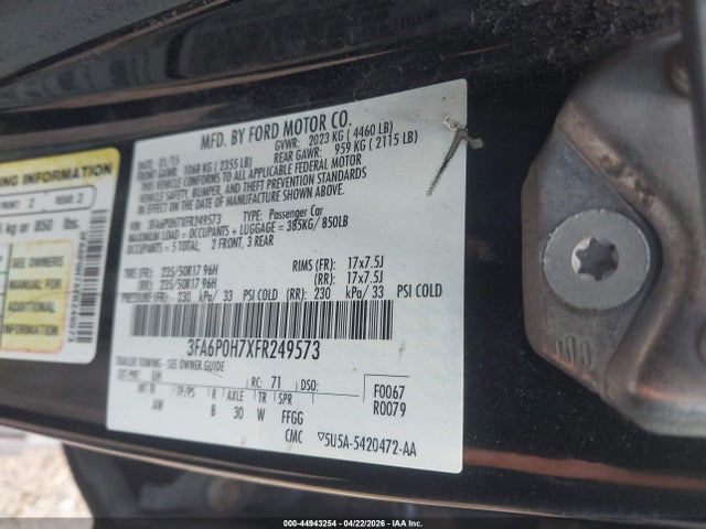 Продаж на аукціоні авто 2015 Ford Fusion Se, vin: 3FA6P0H7XFR249573, номер лоту: 44943254