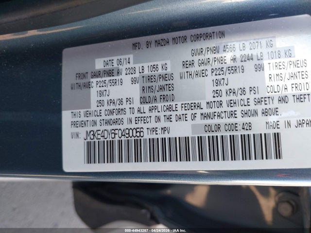 44943287 :رقم المزاد ، JM3KE4DY6F0490056 vin ، 2015 Mazda Cx-5 Grand Touring مزاد بيع