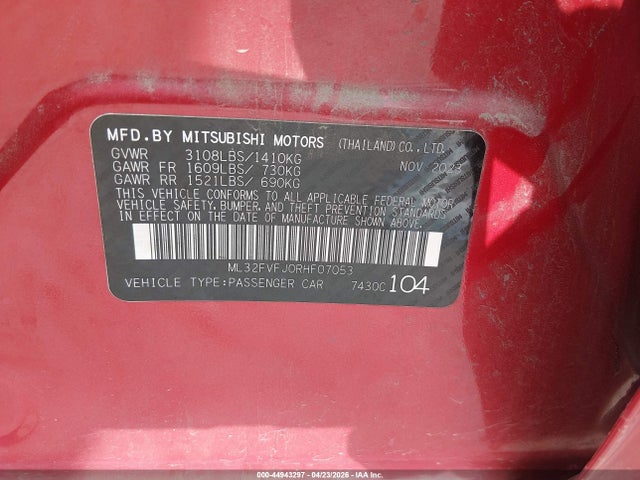 ML32FVFJ0RHF07053 Mitsubishi Mirage G4 Se
