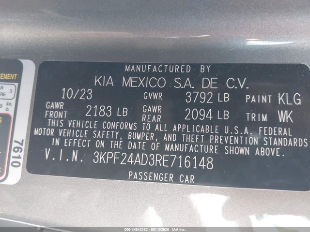 KIA Forte Lxs 2024 3KPF24AD3RE716148 Image 9