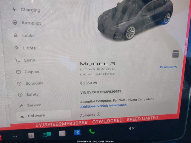 Aukcja sprzedaży 2021 Tesla Model 3 Long Range Dual Motor All-wheel Drive, vin: 5YJ3E1EB2MF936689, numer aukcji: 44943418