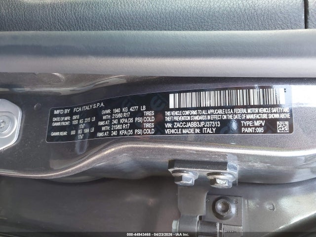 Продаж на аукціоні авто 2018 Jeep Renegade Latitude Fwd, vin: ZACCJABB3JPJ37313, номер лоту: 44943468
