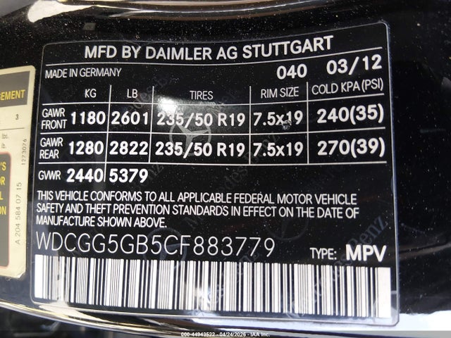 Aukcja sprzedaży 2012 Mercedes-benz Glk 350, vin: WDCGG5GB5CF883779, numer aukcji: 44943522