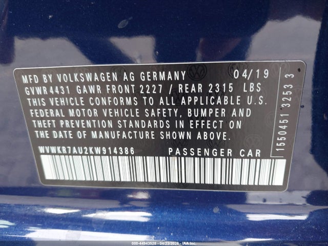 Volkswagen E-golf Se 2019 WVWKR7AU2KW914386 Image 9