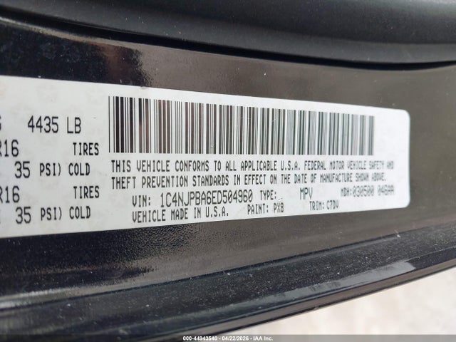 44943540 :رقم المزاد ، 1C4NJPBA6ED504960 vin ، 2014 Jeep Patriot Sport مزاد بيع