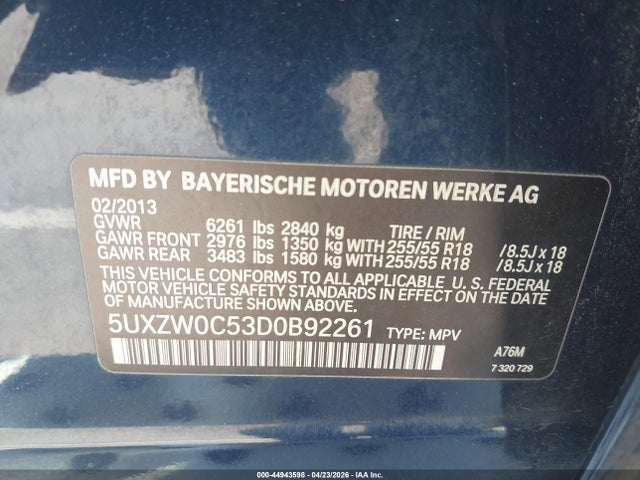 Продажа на аукционе авто 2013 Bmw X5 Xdrive35d, vin: 5UXZW0C53D0B92261, номер лота: 44943598
