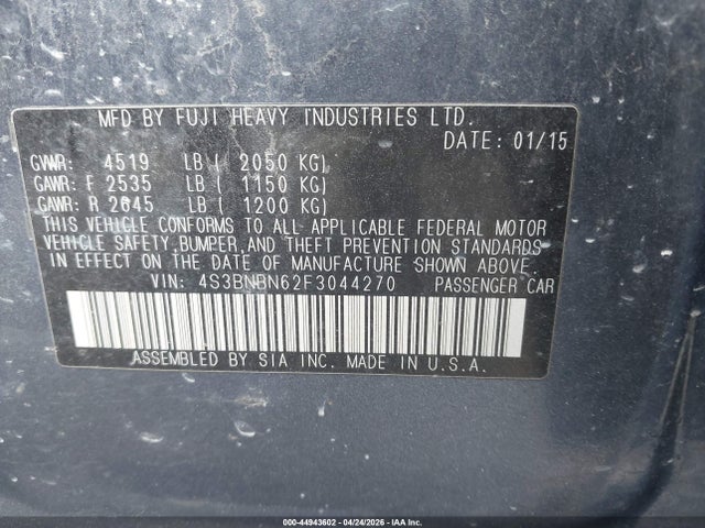 4S3BNBN62F3044270 Subaru Legacy 2.5i Limited