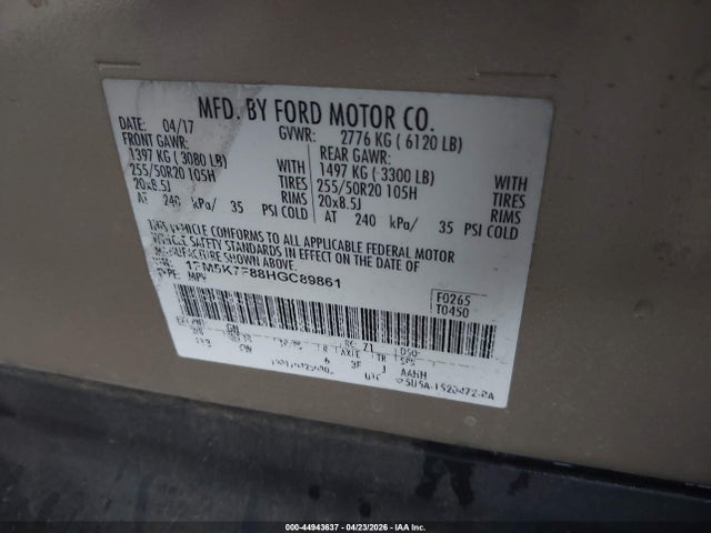 Ford Explorer Limited 2017 1FM5K7F88HGC89861 Image 9