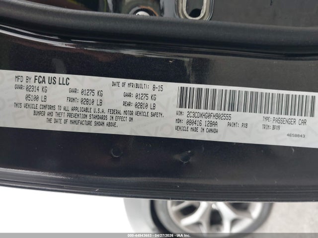 Продажа на аукционе авто 2015 Dodge Charger Sxt, vin: 2C3CDXHG0FH902555, номер лота: 44943683