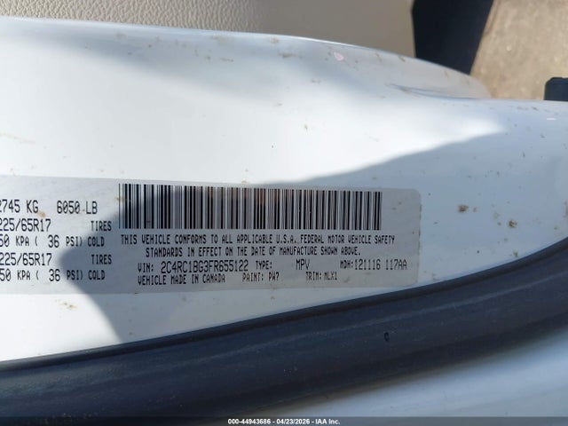 Aukcja sprzedaży 2015 Chrysler Town & Country Touring, vin: 2C4RC1BG3FR655122, numer aukcji: 44943686