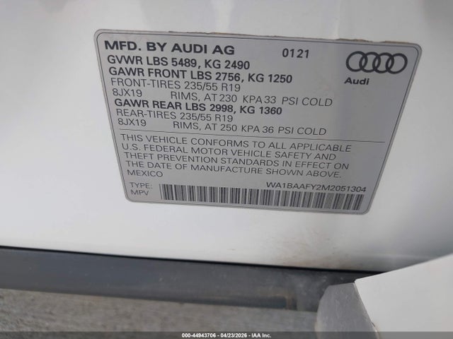 WA1BAAFY2M2051304 Audi Q5 Premium Plus 45 Tfsi Quattro S Tronic