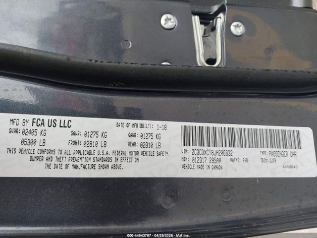 44943707 :رقم المزاد ، 2C3CDXCT8JH206832 vin ، 2018 Dodge Charger R/t Rwd مزاد بيع