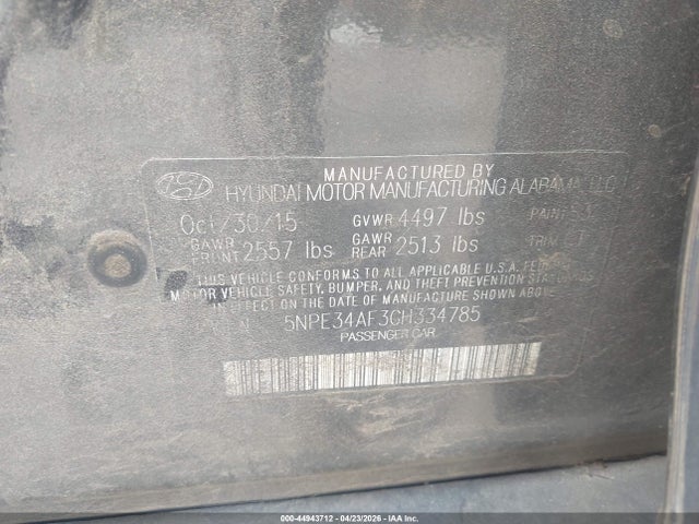 5NPE34AF3GH334785 Hyundai Sonata Limited
