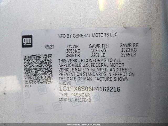 1G1FX6S06P4162216 Chevrolet Bolt Ev Fwd 2lt