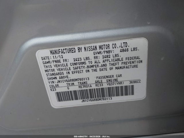 Продажа на аукционе авто 2013 Infiniti G37x, vin: JN1CV6AR8DM760113, номер лота: 44943791
