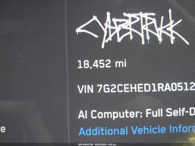 Aukcja sprzedaży 2024 Tesla Cybertruck All-wheel Drive, vin: 7G2CEHED1RA051234, numer aukcji: 44943796