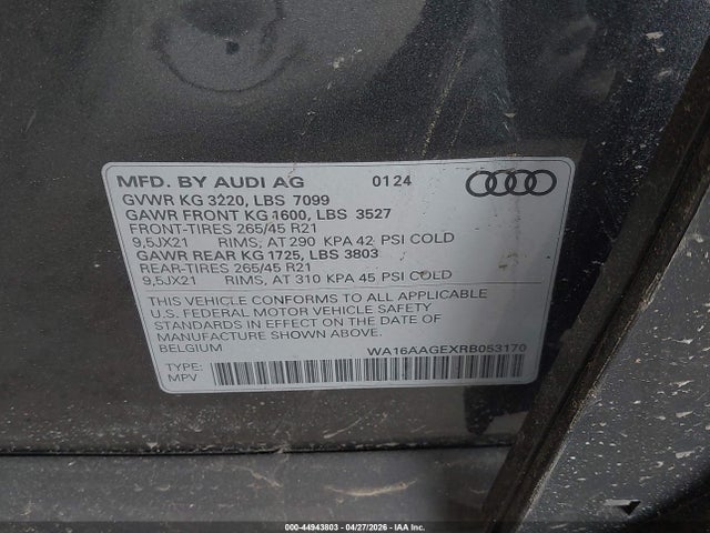 WA16AAGEXRB053170 Audi Q8 E-tron Prestige Quattro
