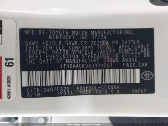 Aukcja sprzedaży 2025 Toyota Camry Le, vin: 4T1DAACK9SU031241, numer aukcji: 44943850