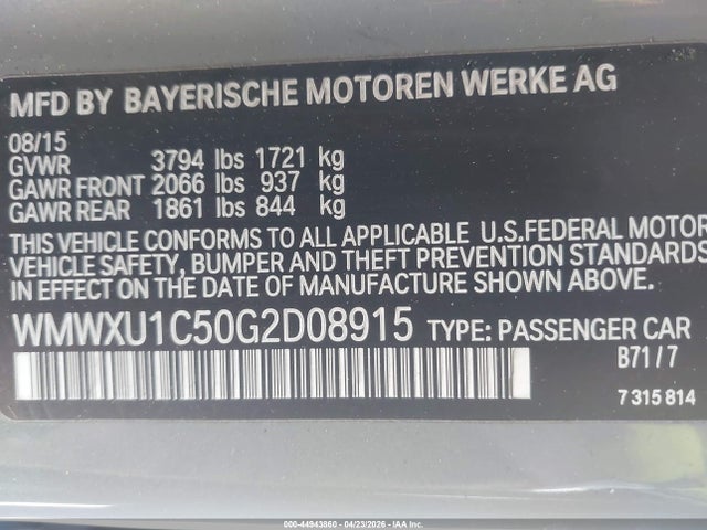 WMWXU1C50G2D08915 Mini Hardtop Cooper