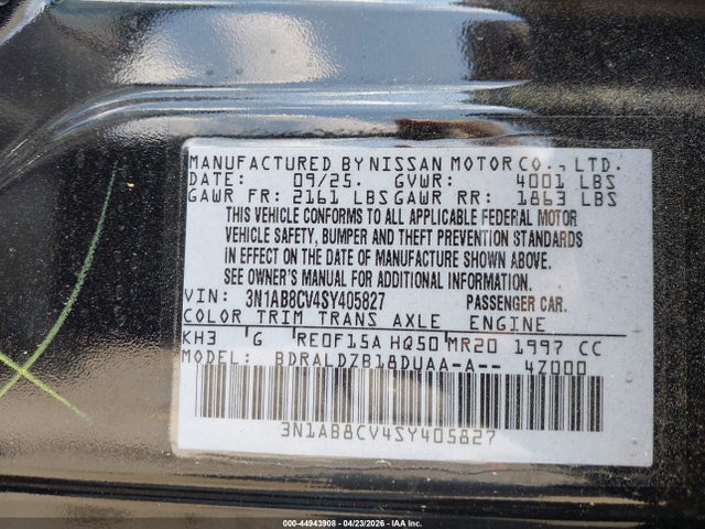 Aukcja sprzedaży 2025 Nissan Sentra Sv, vin: 3N1AB8CV4SY405827, numer aukcji: 44943908