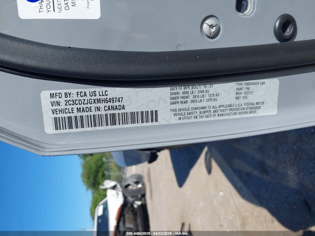Aukcja sprzedaży 2021 Dodge Challenger Gt, vin: 2C3CDZJGXMH649747, numer aukcji: 44943929