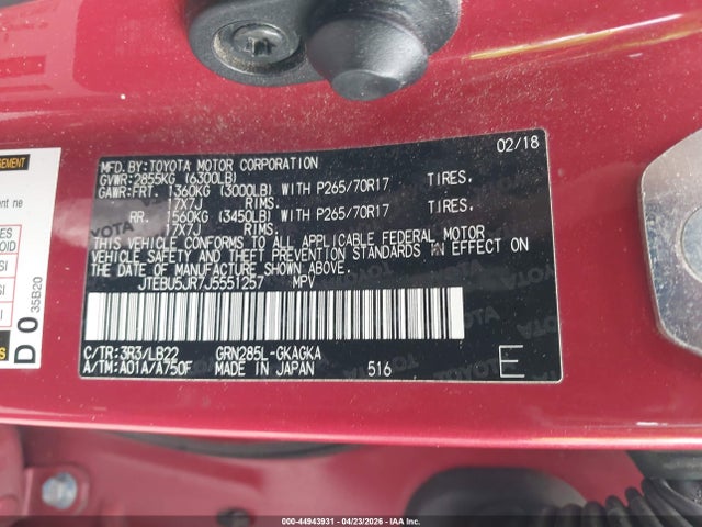 Toyota 4runner Sr5 Premium 2018 JTEBU5JR7J5551257 Image 9